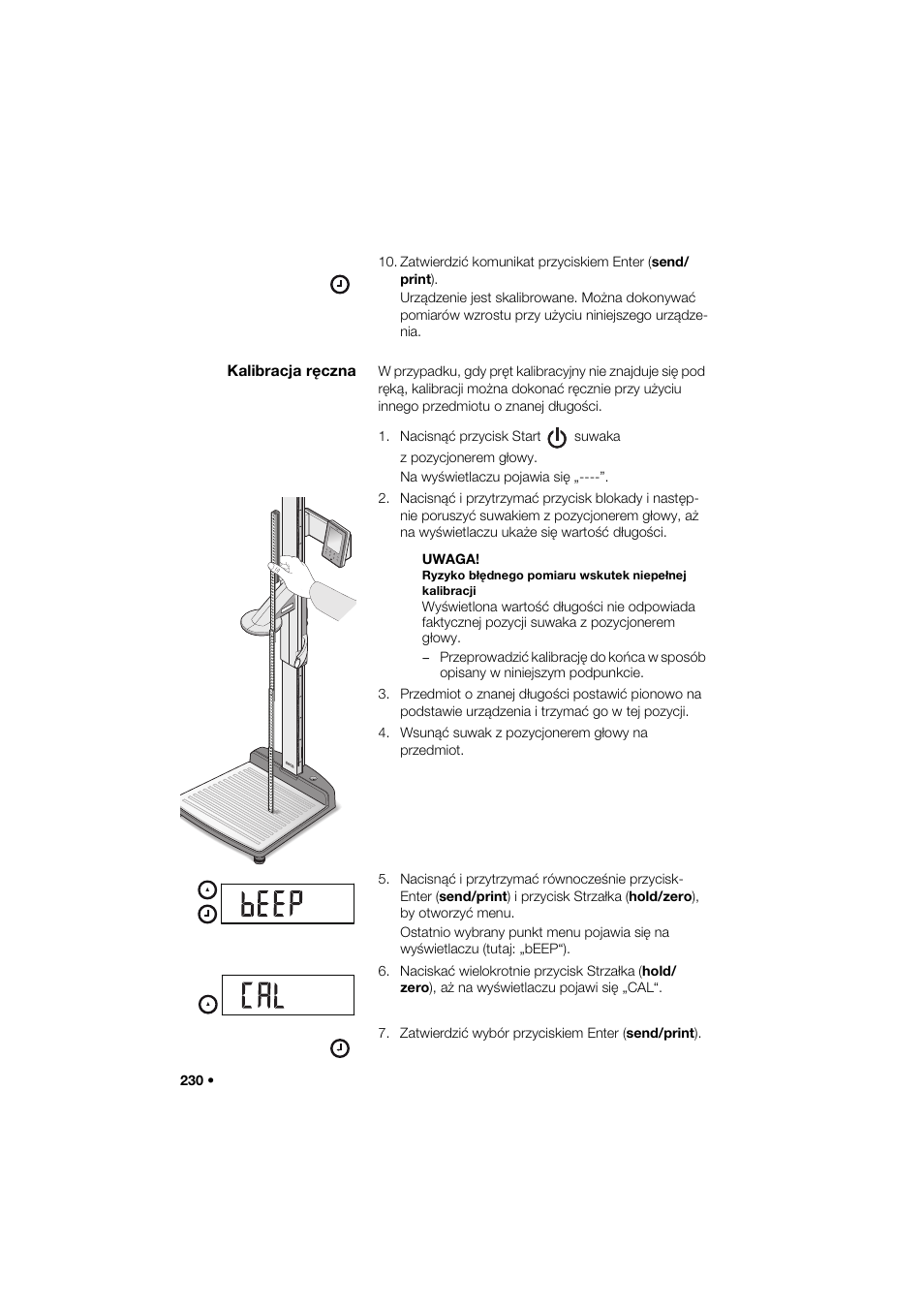 Kalibracja ręczna | Seca 274 band_1 User Manual | Page 230 / 255