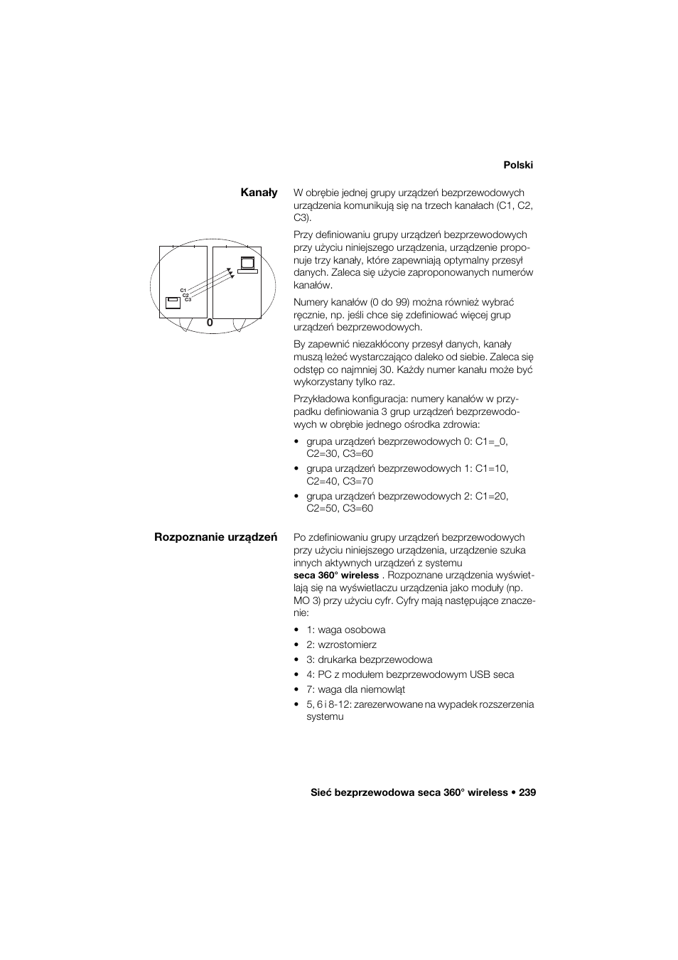 Kanały, Rozpoznanie urządzeń | Seca 274 band_1 User Manual | Page 239 / 255