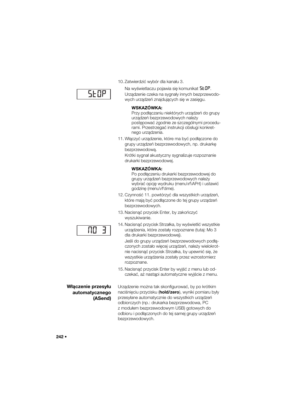 Włączenie przesyłu automatycznego (asend) | Seca 274 band_1 User Manual | Page 242 / 255