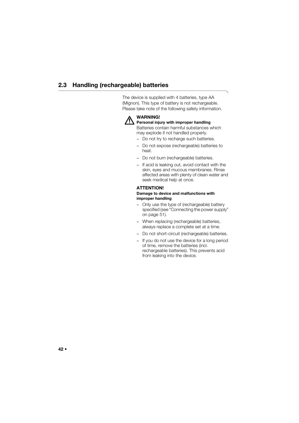 3 handling (rechargeable) batteries | Seca 274 band_1 User Manual | Page 42 / 255