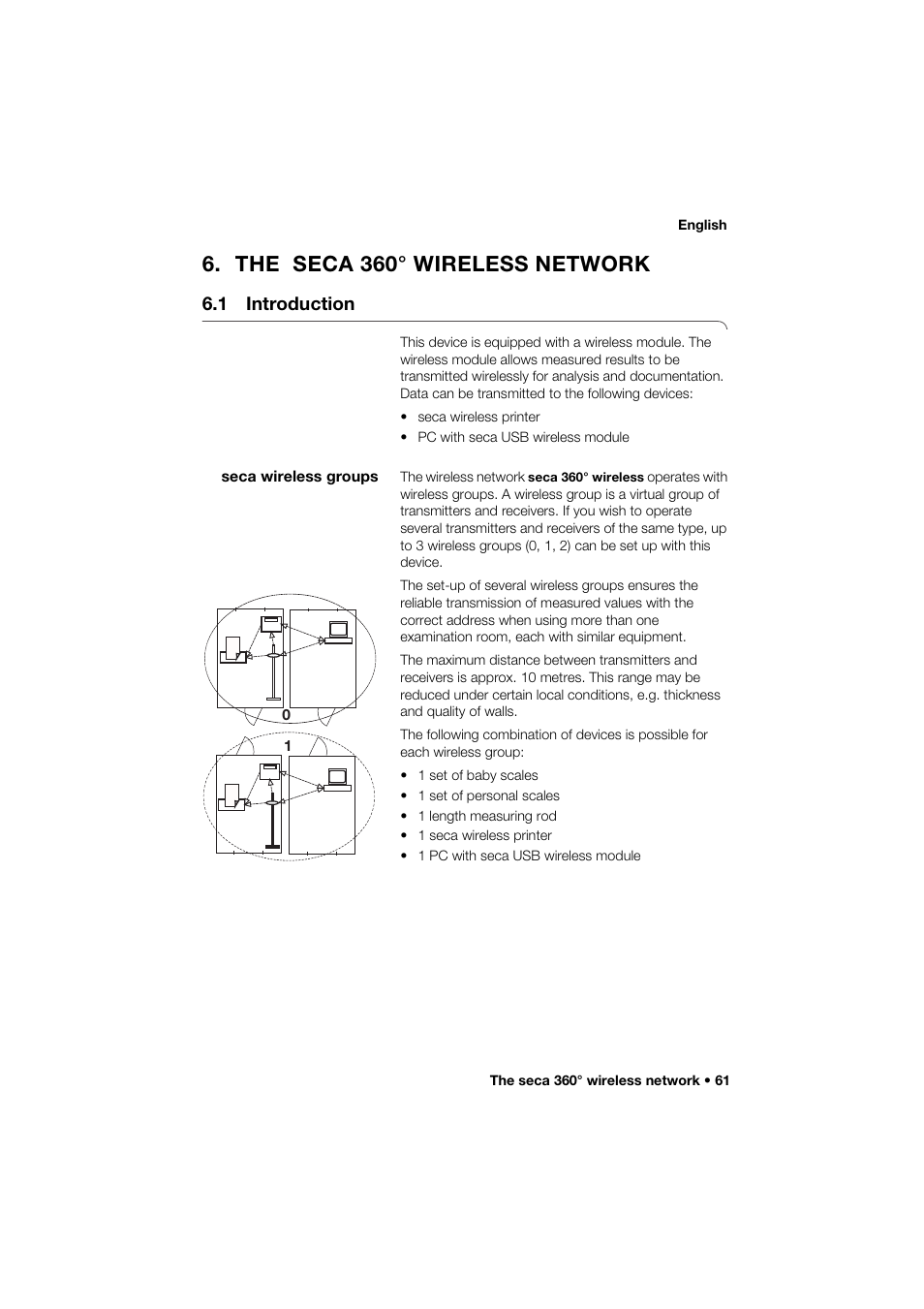 The seca 360° wireless network, 1 introduction, Seca wireless groups | Seca 274 band_1 User Manual | Page 61 / 255