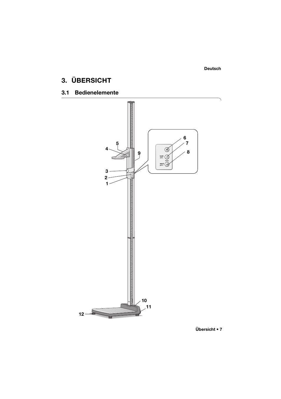 Übersicht, 1 bedienelemente | Seca 274 band_1 User Manual | Page 7 / 255
