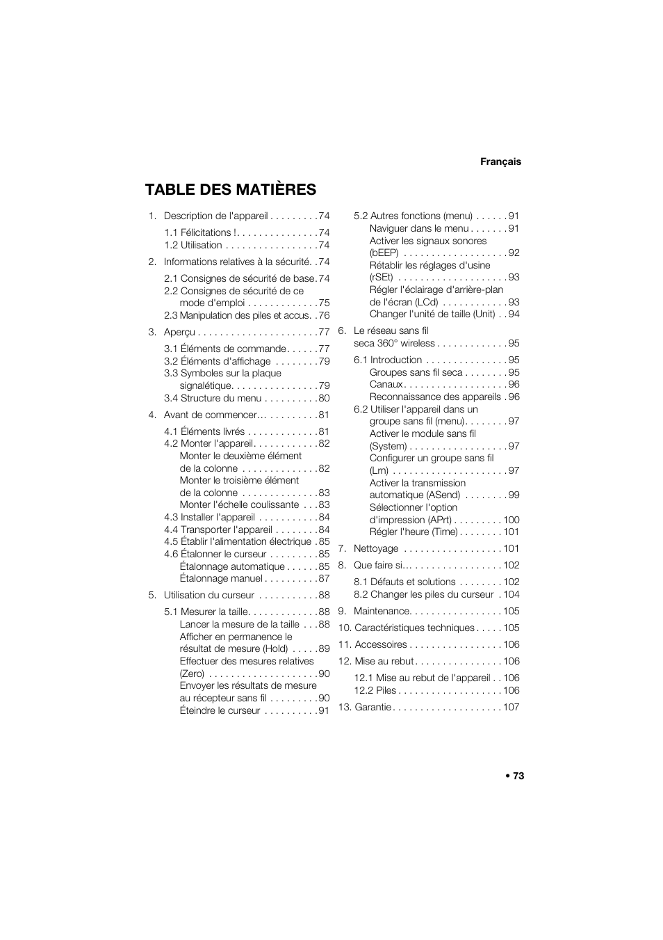 Seca 274 band_1 User Manual | Page 73 / 255