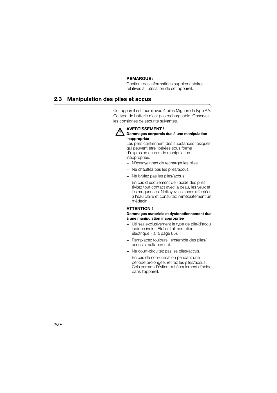 3 manipulation des piles et accus | Seca 274 band_1 User Manual | Page 76 / 255