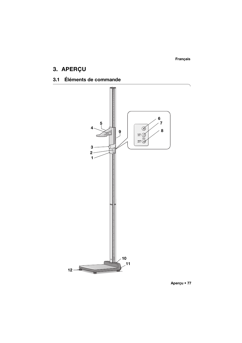 Aperçu, 1 éléments de commande | Seca 274 band_1 User Manual | Page 77 / 255