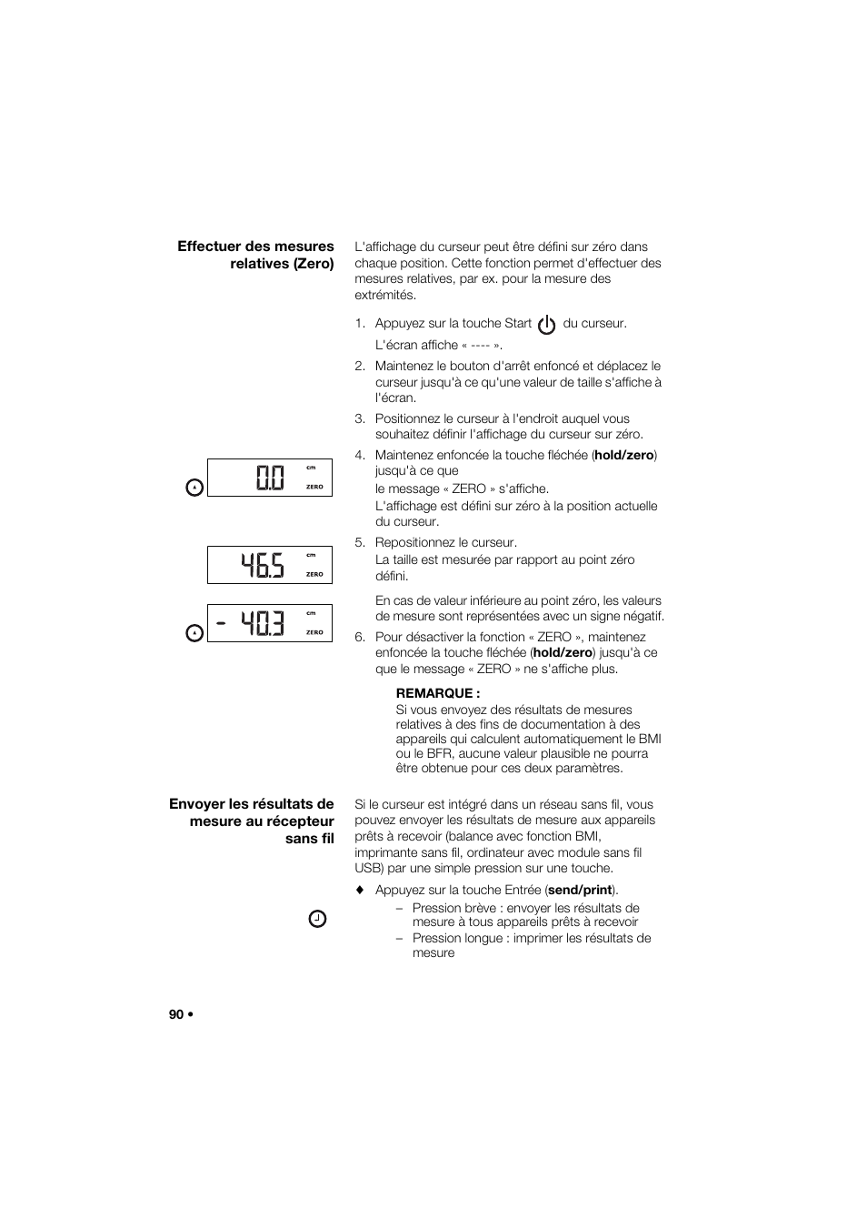 Effectuer des mesures relatives (zero) | Seca 274 band_1 User Manual | Page 90 / 255