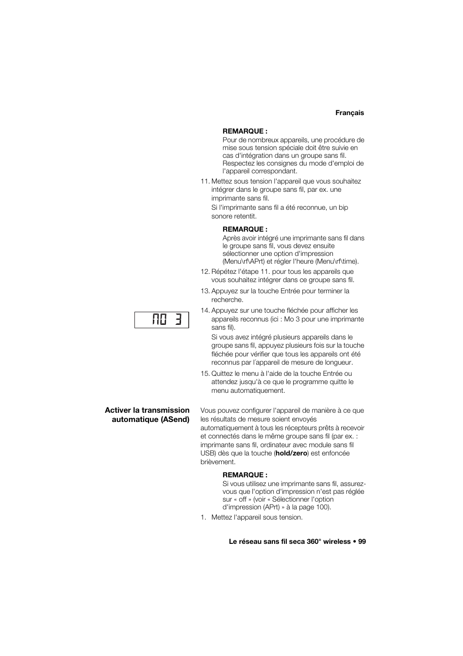 Activer la transmission automatique (asend) | Seca 274 band_1 User Manual | Page 99 / 255