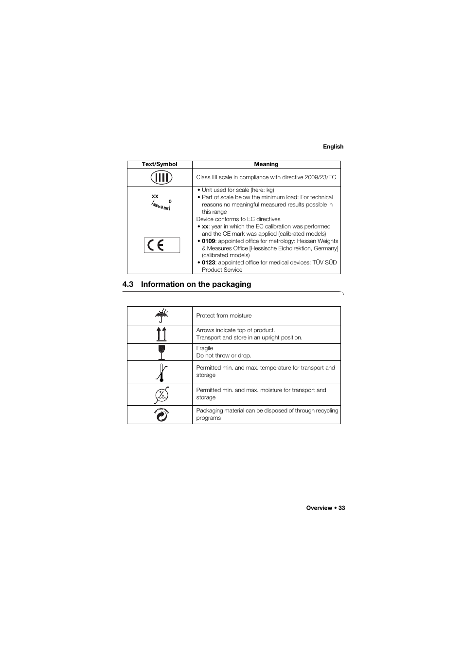 3 information on the packaging | Seca 762 User Manual | Page 33 / 156