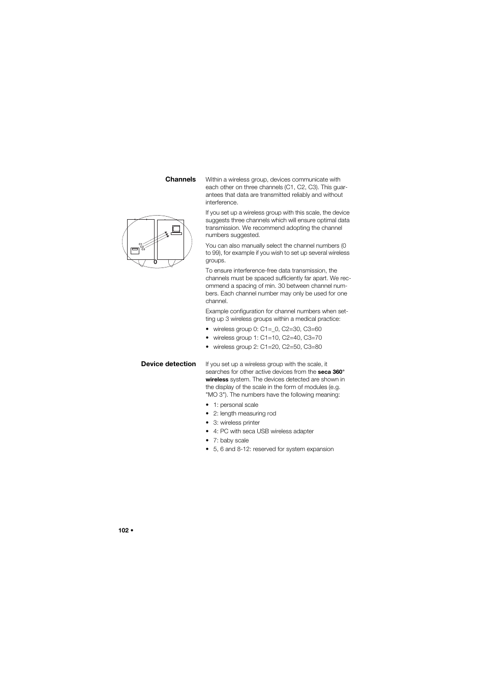 Channels, Device detection | Seca 645 band_1 User Manual | Page 102 / 417
