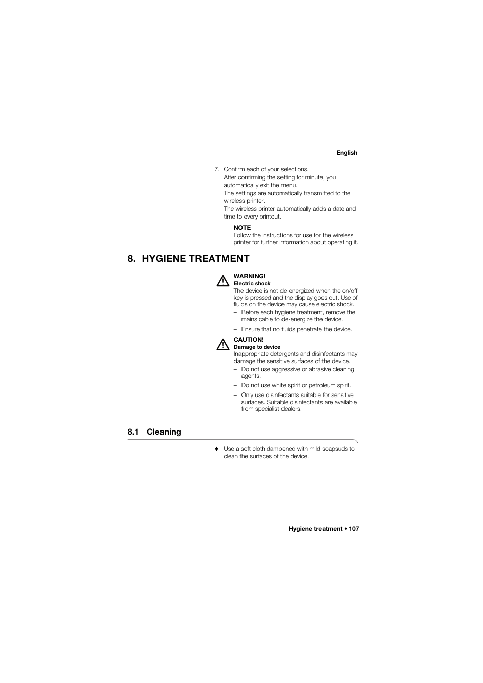 Hygiene treatment, 1 cleaning | Seca 645 band_1 User Manual | Page 107 / 417