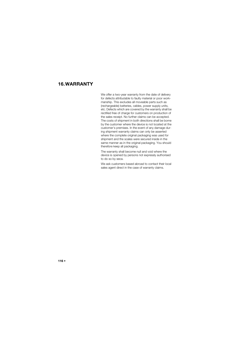Warranty | Seca 645 band_1 User Manual | Page 116 / 417