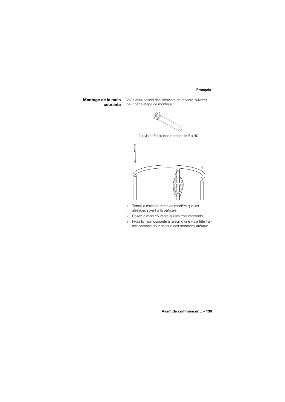 Montage de la main courante | Seca 645 band_1 User Manual | Page 139 / 417