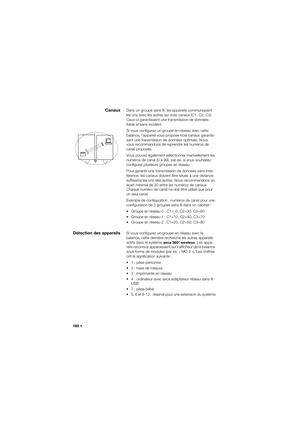 Canaux, Détection des appareils | Seca 645 band_1 User Manual | Page 160 / 417
