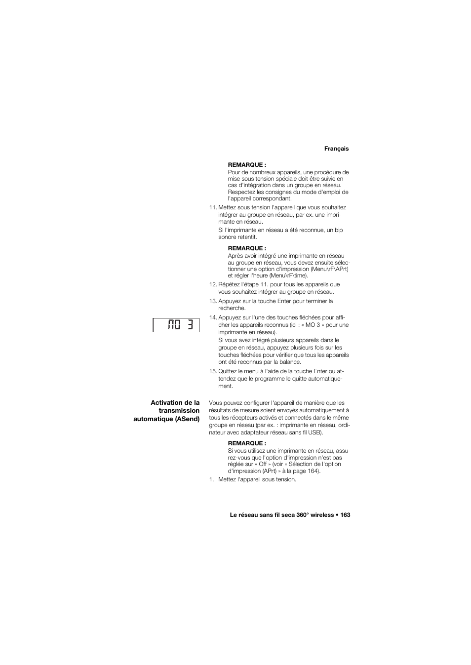 Activation de la transmission automatique (asend) | Seca 645 band_1 User Manual | Page 163 / 417