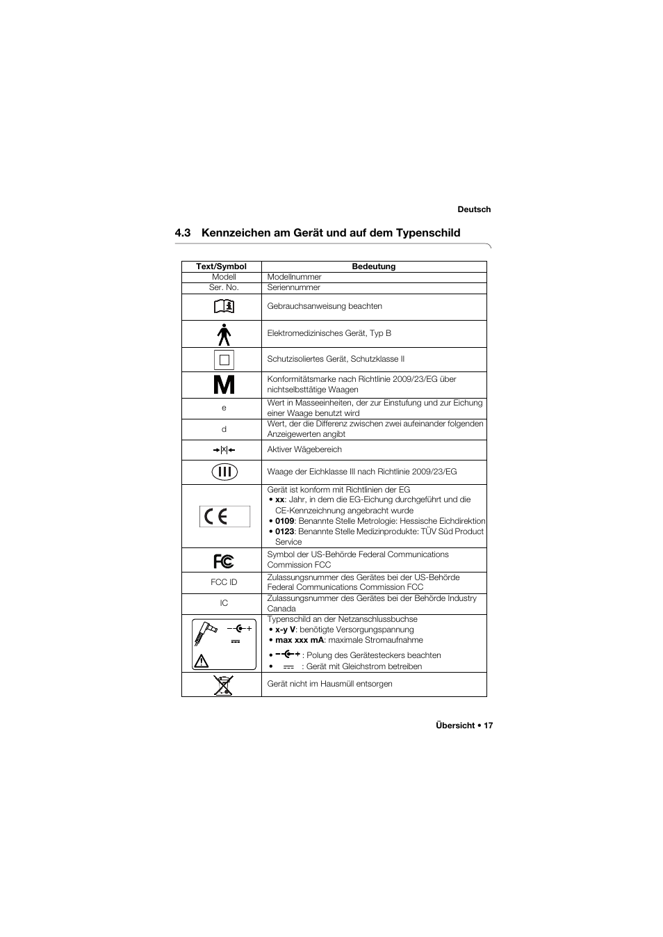 3 kennzeichen am gerät und auf dem typenschild | Seca 645 band_1 User Manual | Page 17 / 417