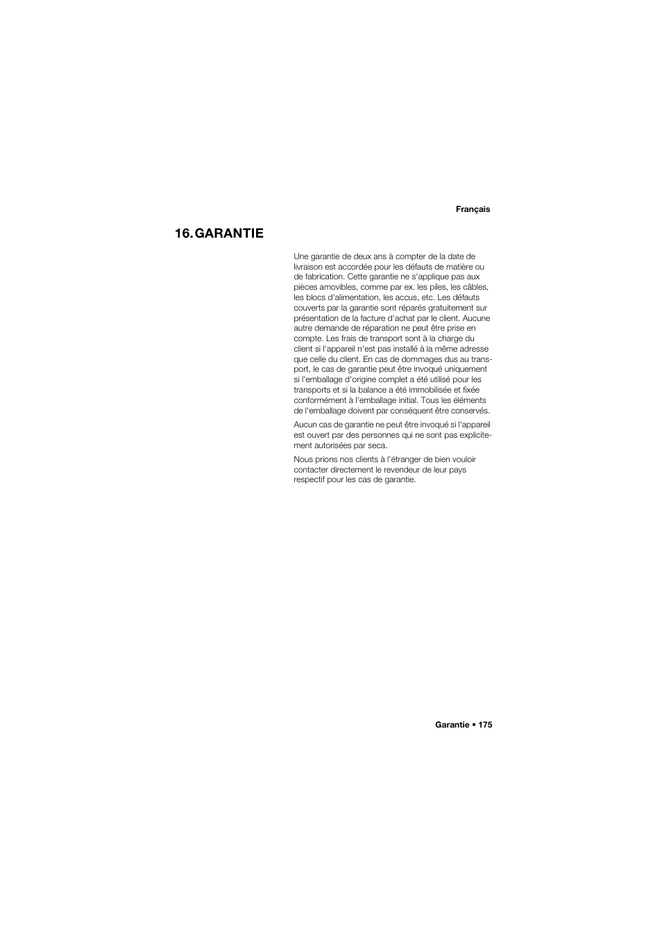 Garantie | Seca 645 band_1 User Manual | Page 175 / 417