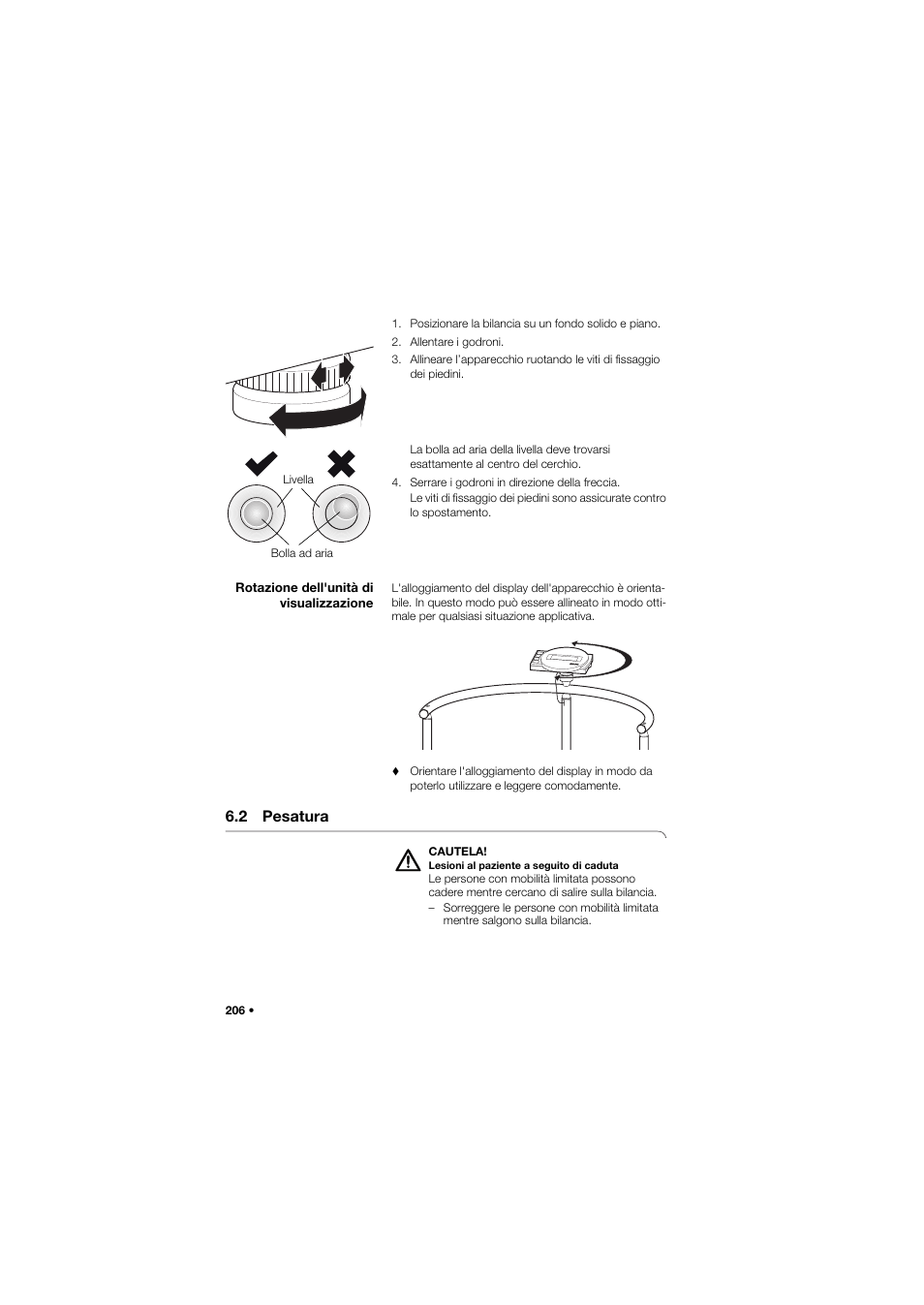 Rotazione dell'unità di visualizzazione, 2 pesatura | Seca 645 band_1 User Manual | Page 206 / 417