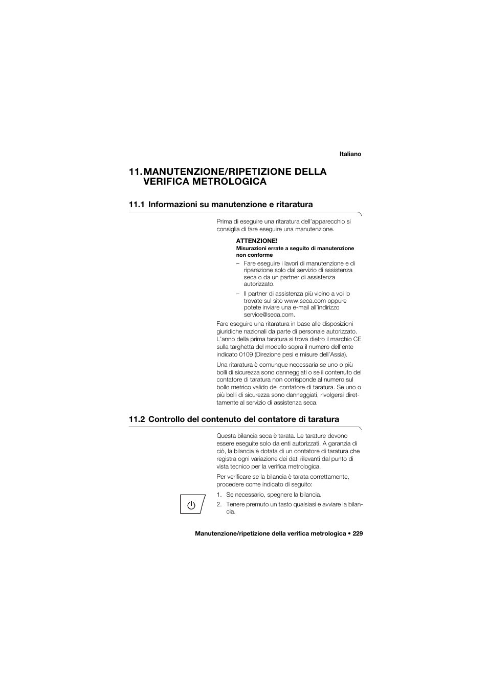 1 informazioni su manutenzione e ritaratura | Seca 645 band_1 User Manual | Page 229 / 417
