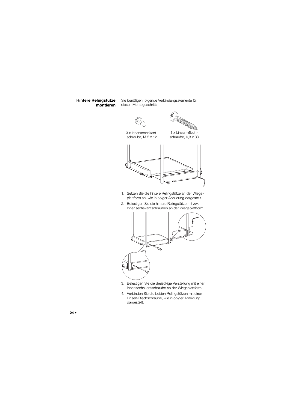 Hintere relingstütze montieren | Seca 645 band_1 User Manual | Page 24 / 417