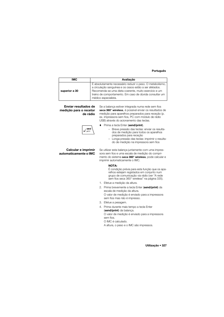 Calcular e imprimir automaticamente o imc | Seca 645 band_1 User Manual | Page 327 / 417