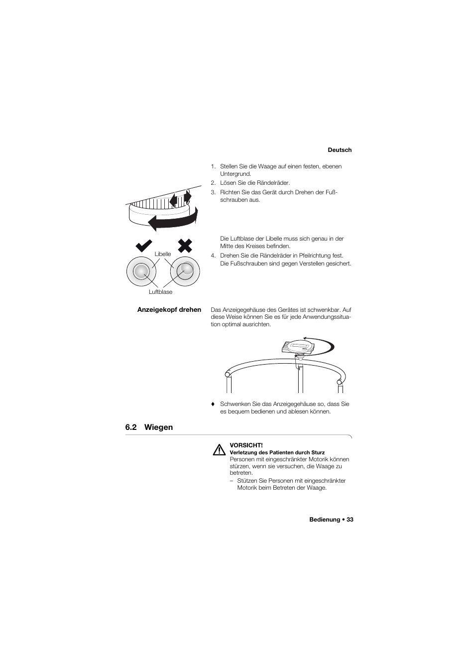 Anzeigekopf drehen, 2 wiegen | Seca 645 band_1 User Manual | Page 33 / 417
