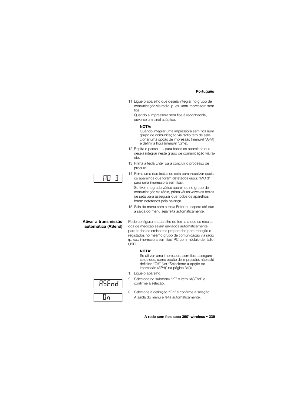 Ativar a transmissão automática (asend) | Seca 645 band_1 User Manual | Page 339 / 417