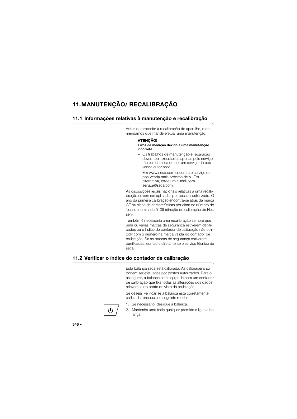 Manutenção/ recalibração, 2 verificar o índice do contador de calibração | Seca 645 band_1 User Manual | Page 346 / 417