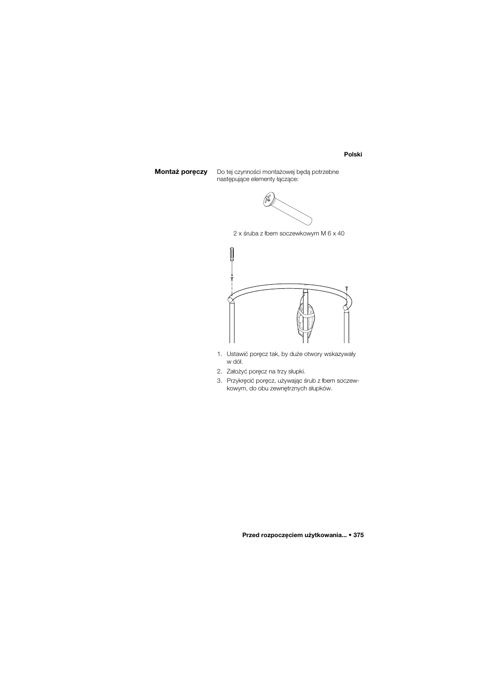 Montaż poręczy | Seca 645 band_1 User Manual | Page 375 / 417