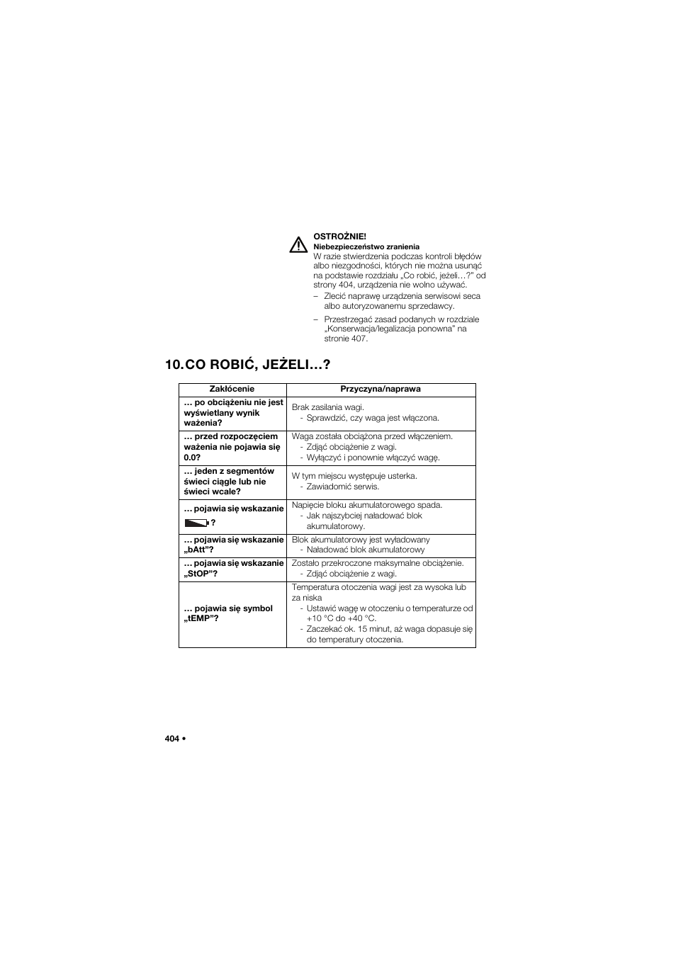 Co robić, jeżeli | Seca 645 band_1 User Manual | Page 404 / 417