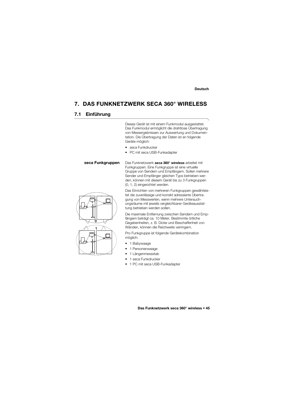 Das funknetzwerk seca 360° wireless, 1 einführung, Seca funkgruppen | Seca 645 band_1 User Manual | Page 45 / 417