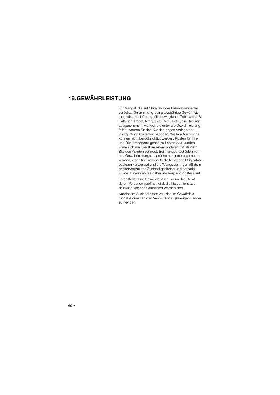 Gewährleistung | Seca 645 band_1 User Manual | Page 60 / 417