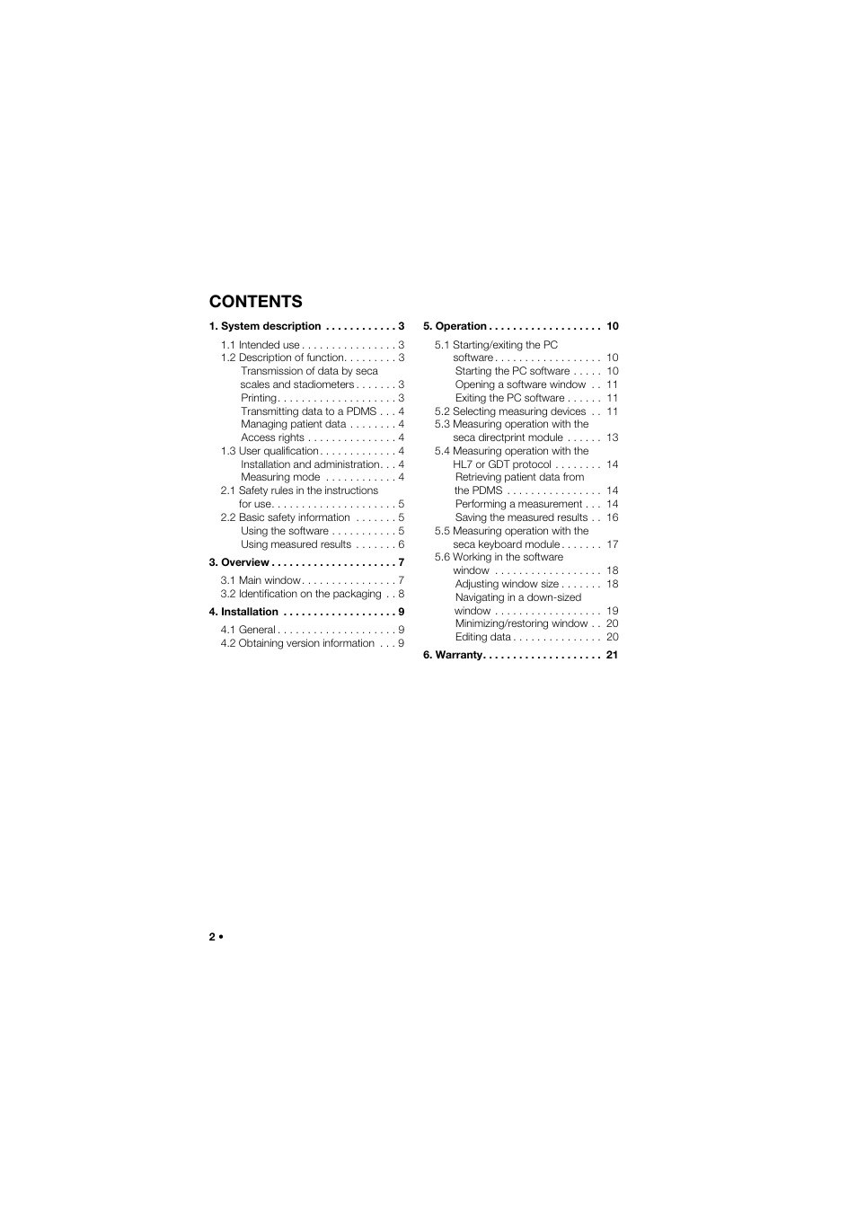 Seca 101 User Manual | Page 2 / 28