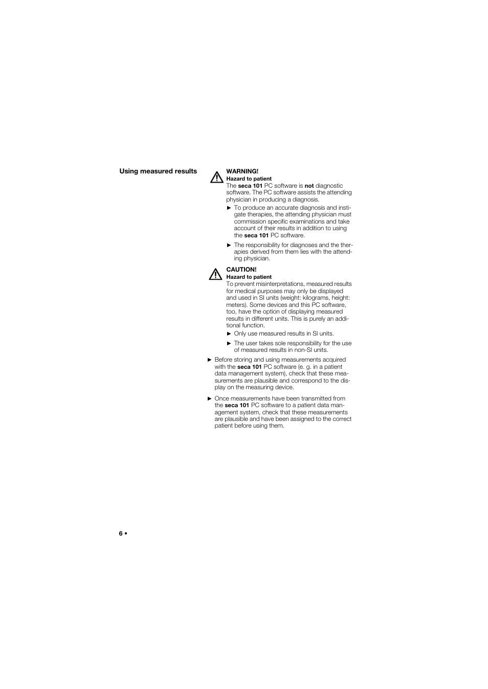 Using measured results | Seca 101 User Manual | Page 6 / 28