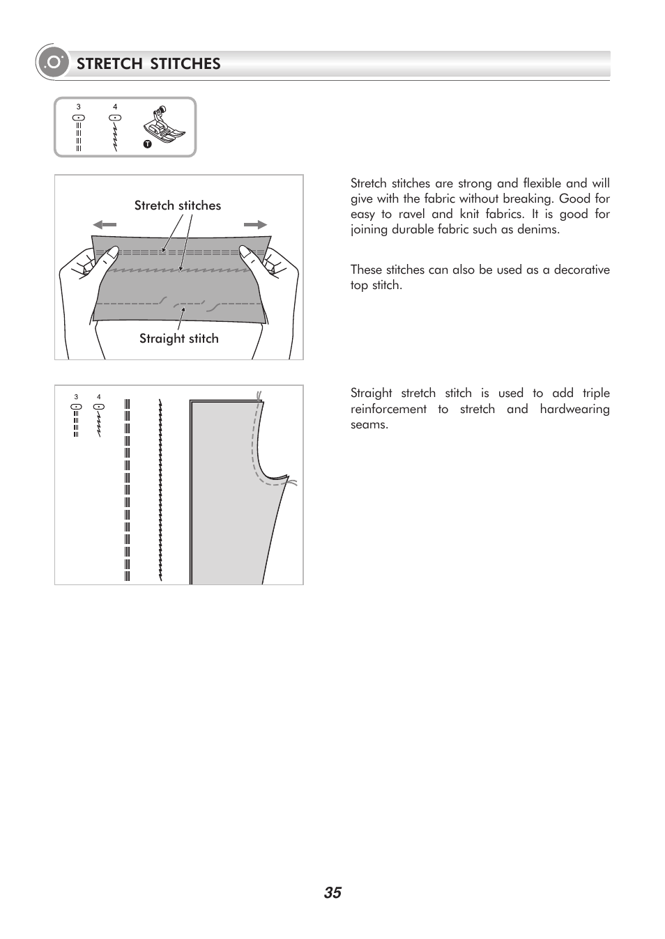 Stretch stitches | SINGER H74 User Manual | Page 40 / 86