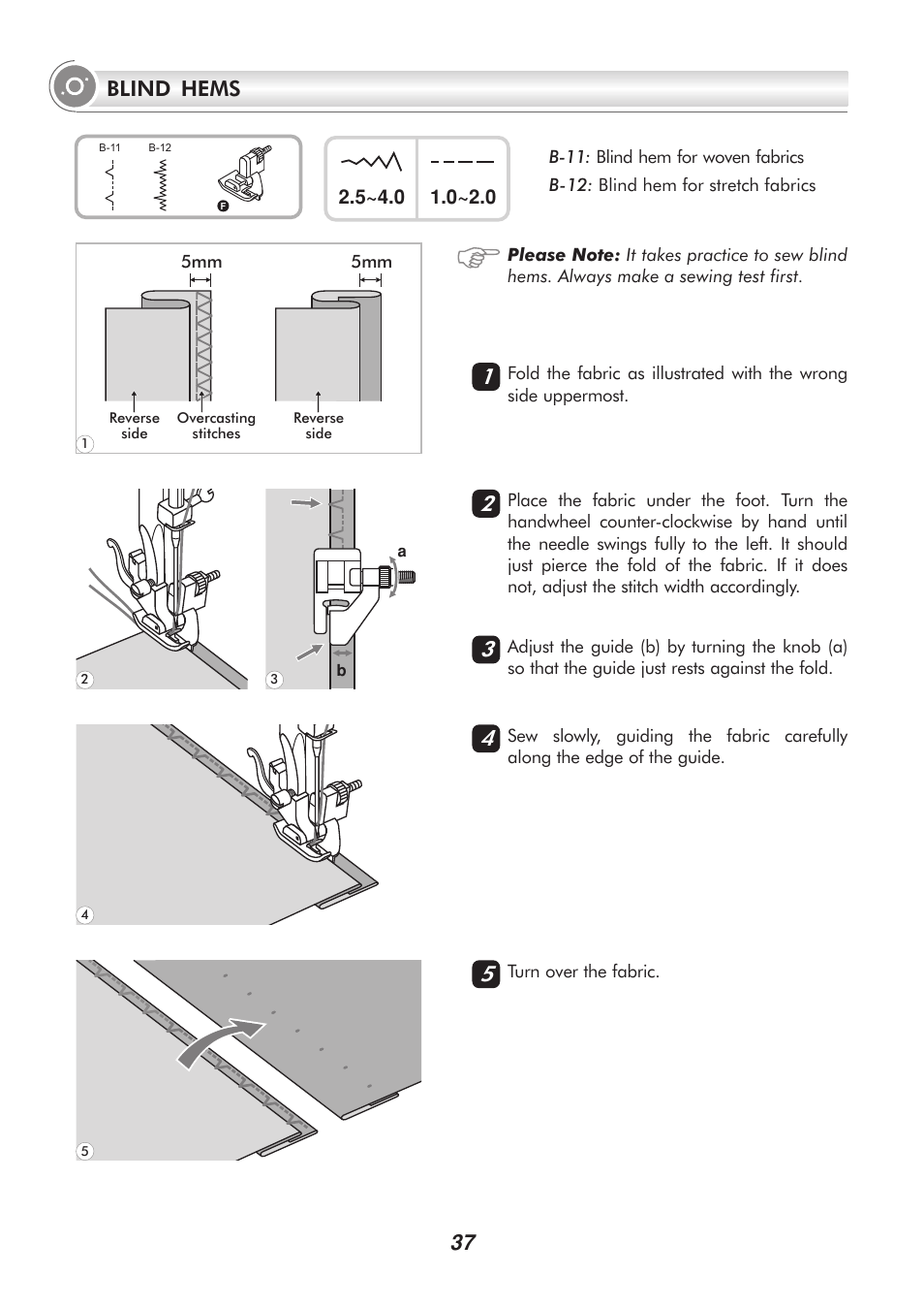 37 blind hems | SINGER H74 User Manual | Page 42 / 86