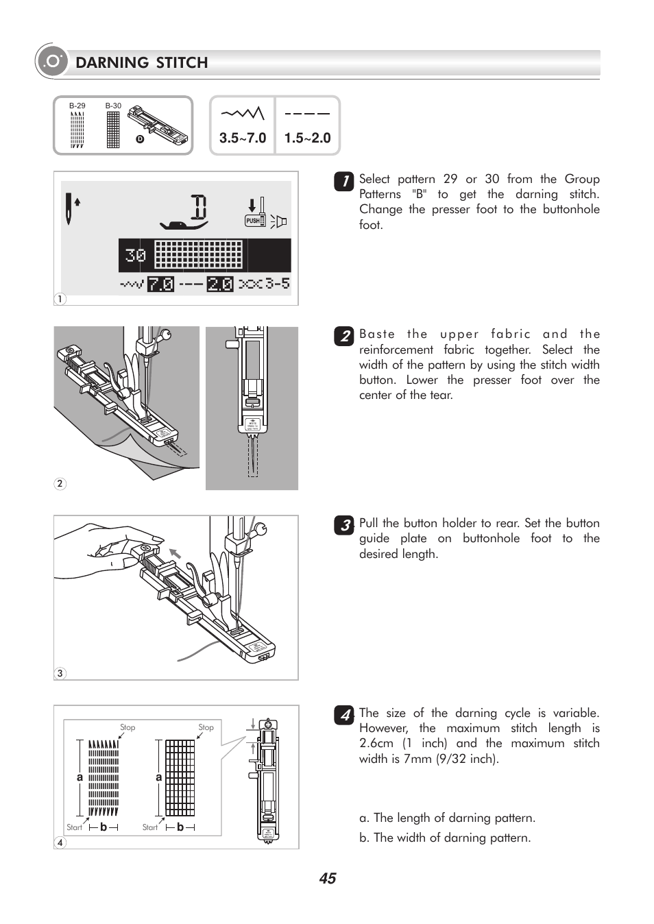 45 darning stitch | SINGER H74 User Manual | Page 50 / 86