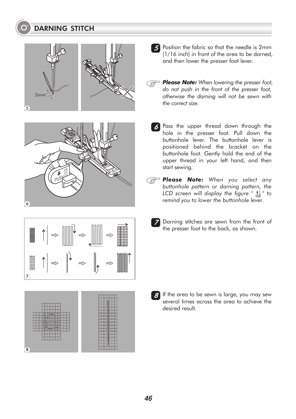 46 darning stitch | SINGER H74 User Manual | Page 51 / 86