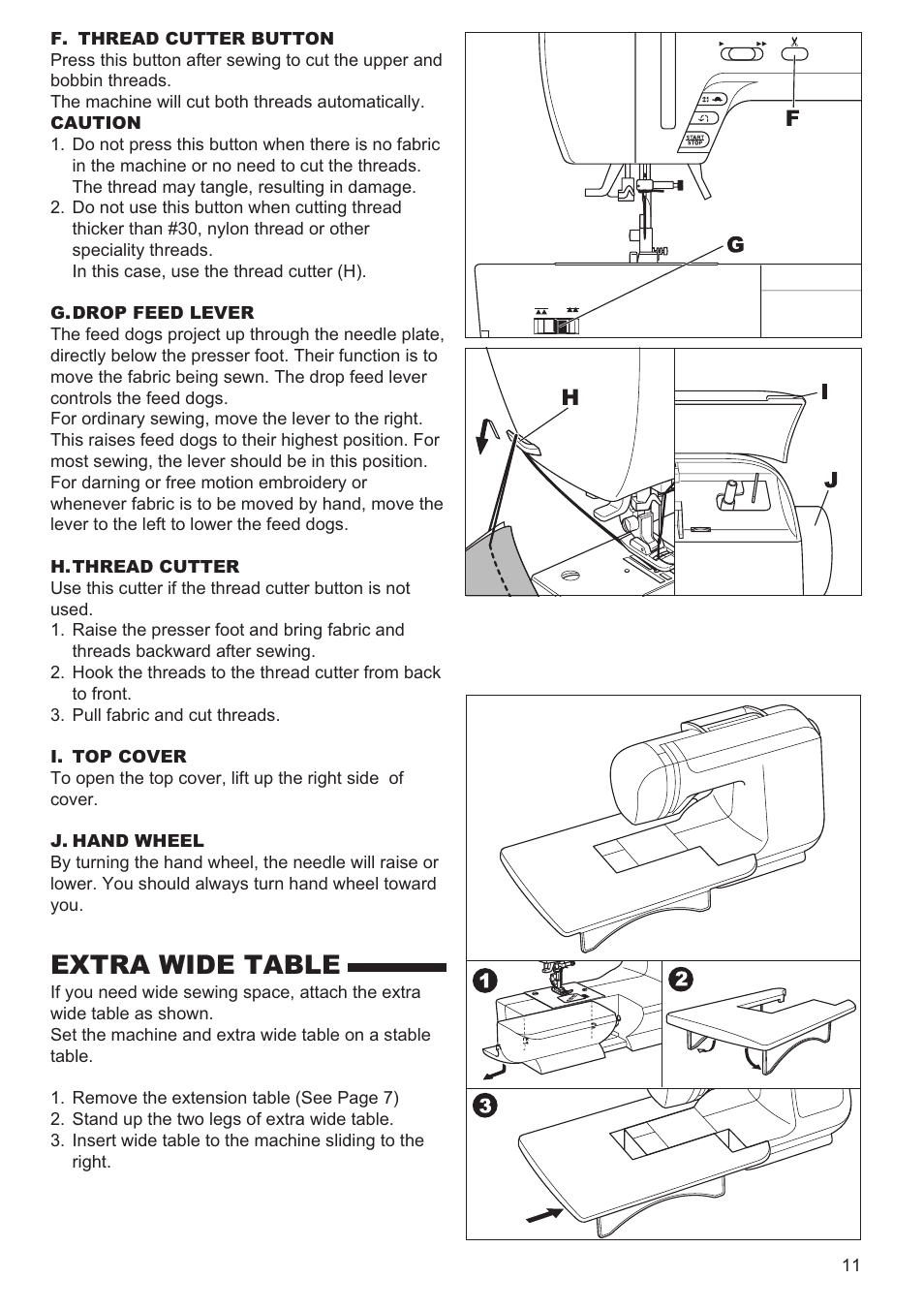 Extra wide table | SINGER 9970 User Manual | Page 11 / 60