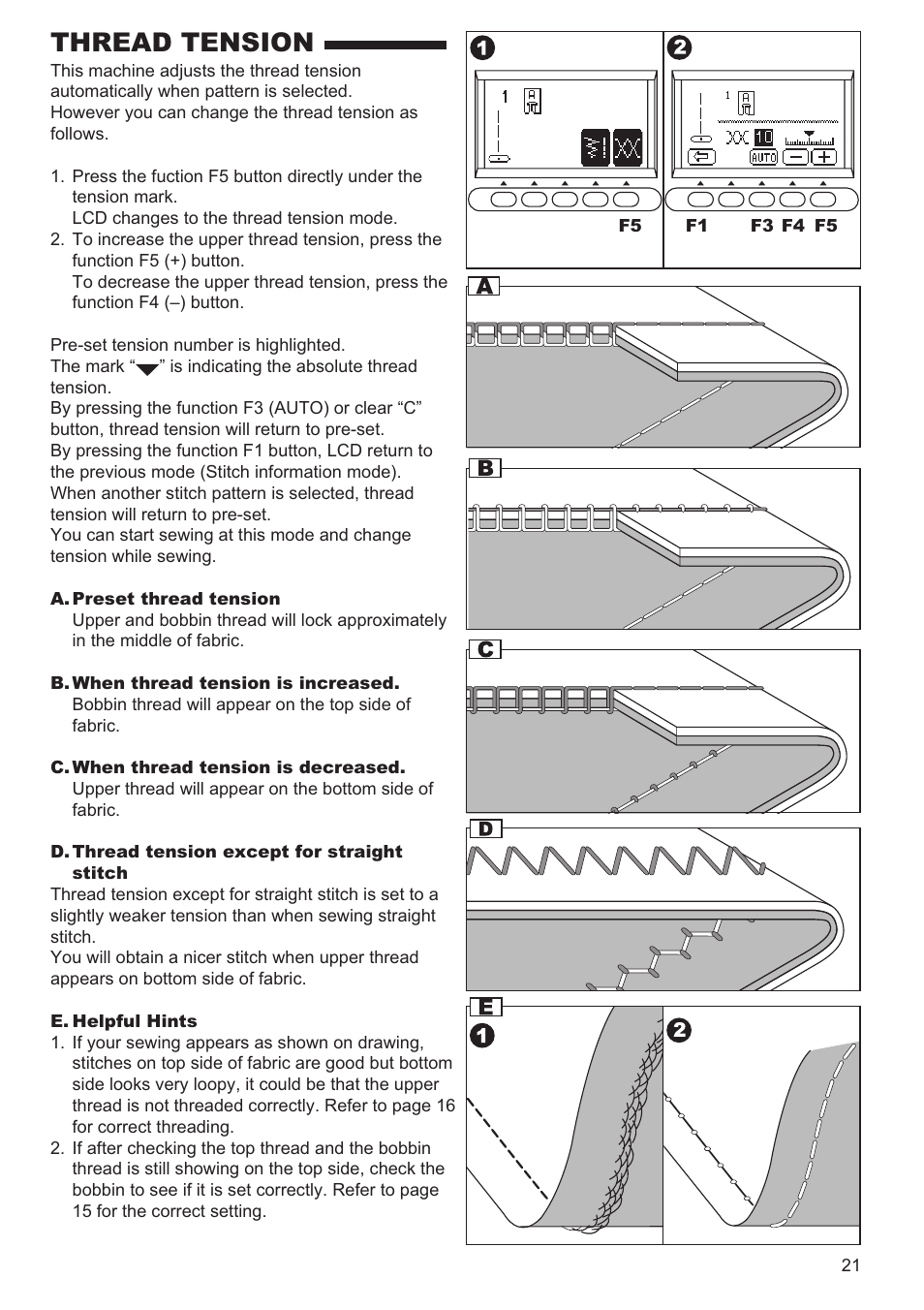 Thread tension | SINGER 9970 User Manual | Page 21 / 60