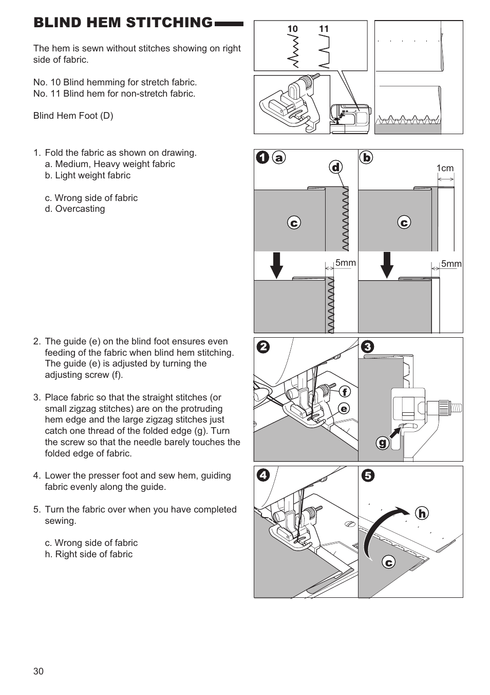 Blind hem stitching | SINGER 9970 User Manual | Page 30 / 60