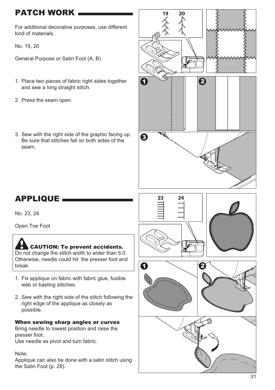 Patch work, Applique | SINGER 9970 User Manual | Page 31 / 60