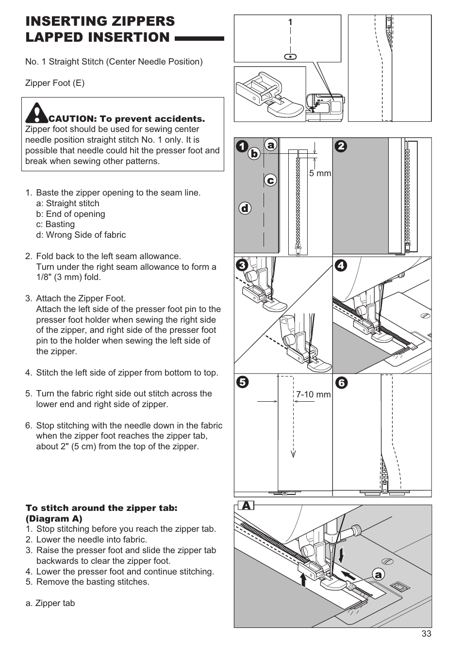 Inserting zippers lapped insertion | SINGER 9970 User Manual | Page 33 / 60