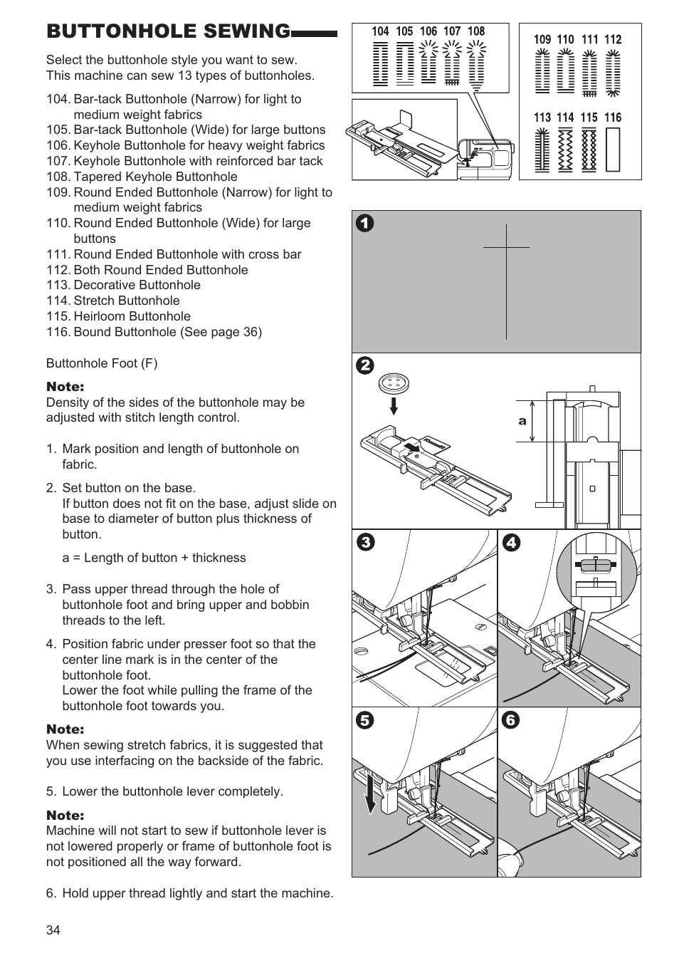 Buttonhole sewing | SINGER 9970 User Manual | Page 34 / 60