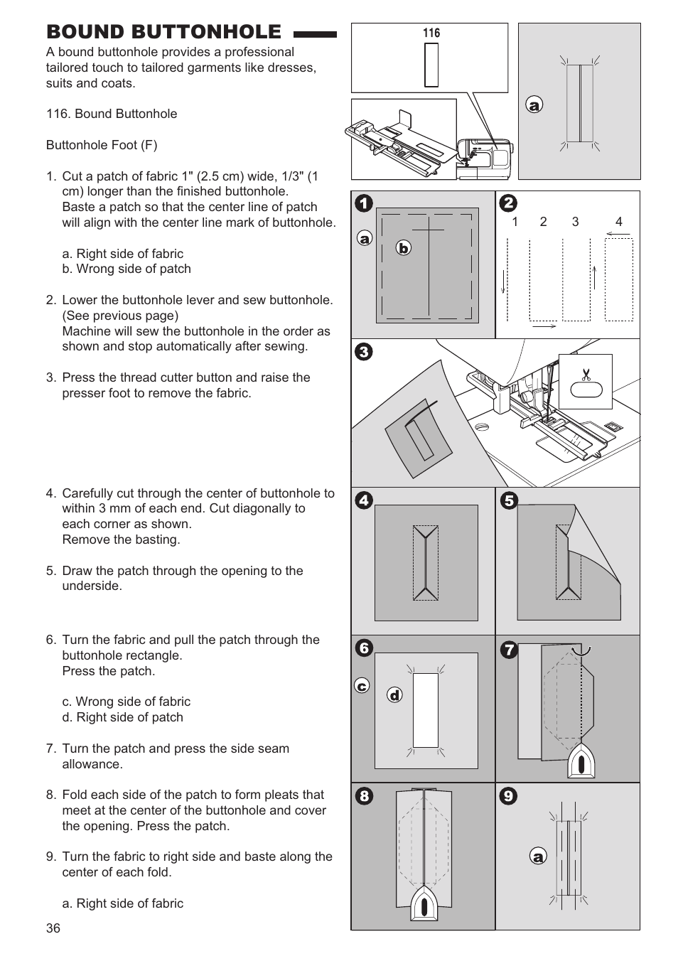 Bound buttonhole | SINGER 9970 User Manual | Page 36 / 60