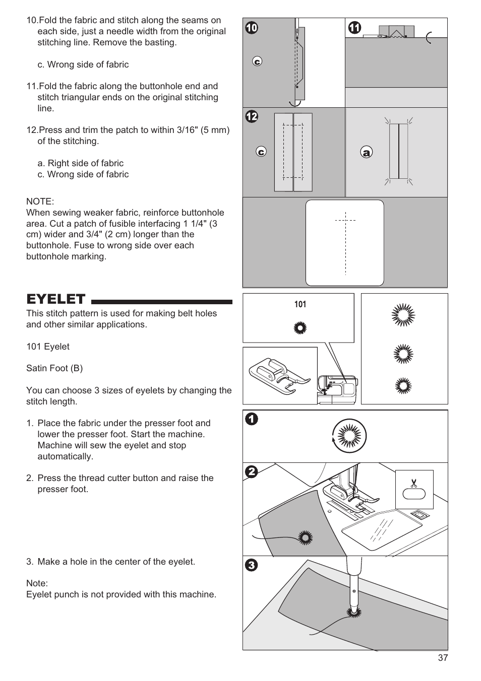 Eyelet | SINGER 9970 User Manual | Page 37 / 60