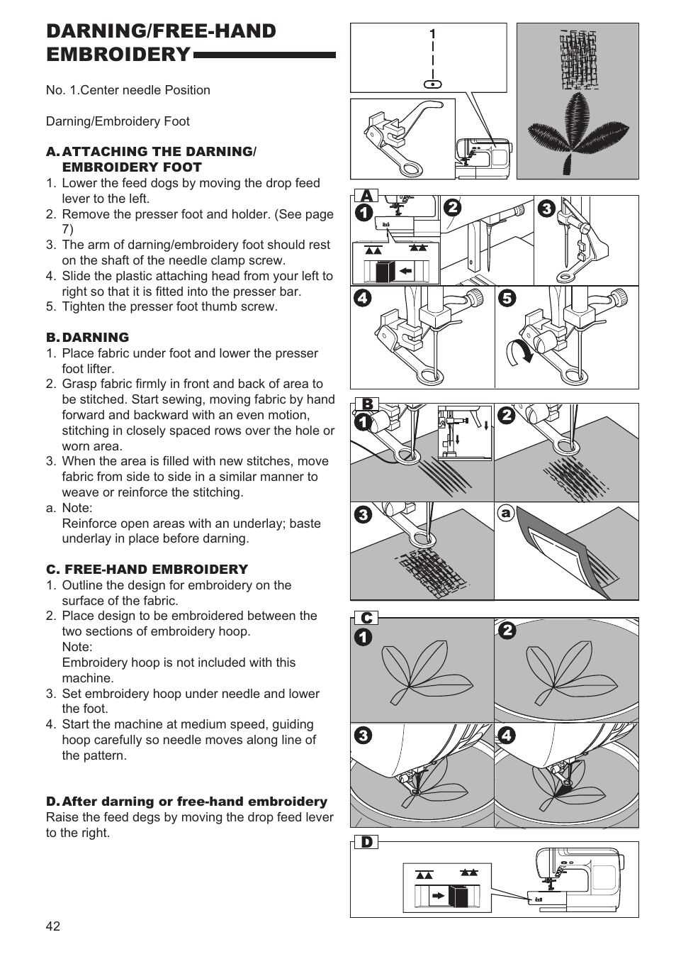 Darning/free-hand embroidery | SINGER 9970 User Manual | Page 42 / 60