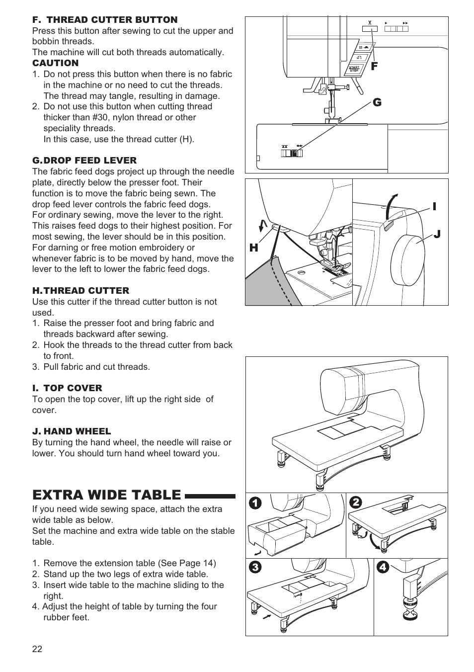Extra wide table | SINGER 9960 QUANTUM STYLIST User Manual | Page 22 / 108
