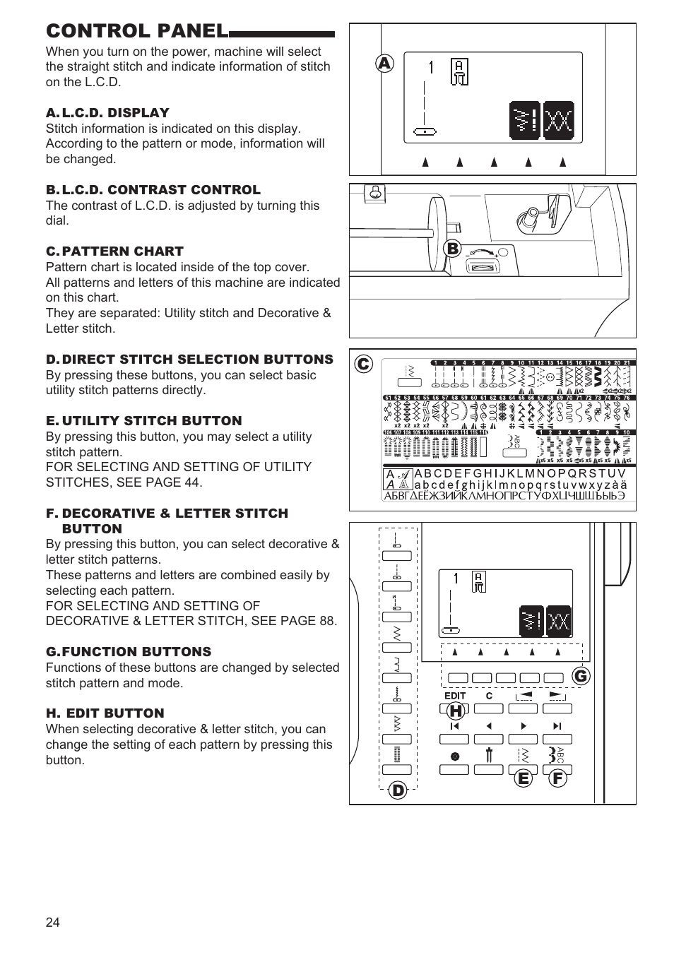 Control panel | SINGER 9960 QUANTUM STYLIST User Manual | Page 24 / 108
