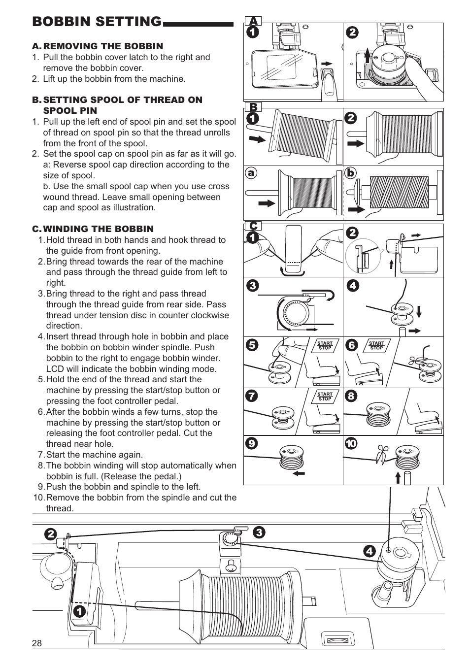 Bobbin setting | SINGER 9960 QUANTUM STYLIST User Manual | Page 28 / 108