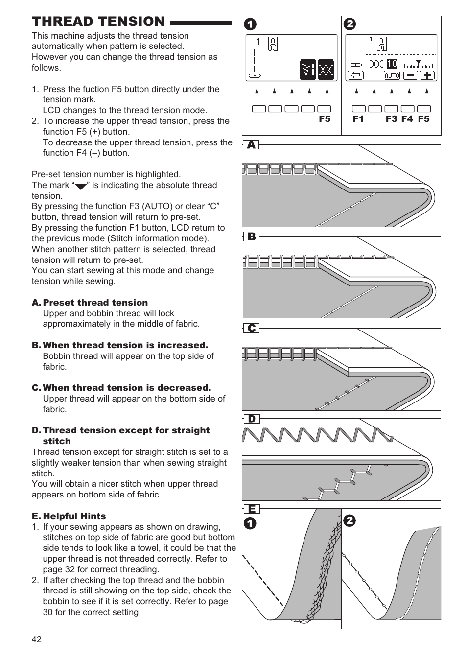 Thread tension | SINGER 9960 QUANTUM STYLIST User Manual | Page 42 / 108